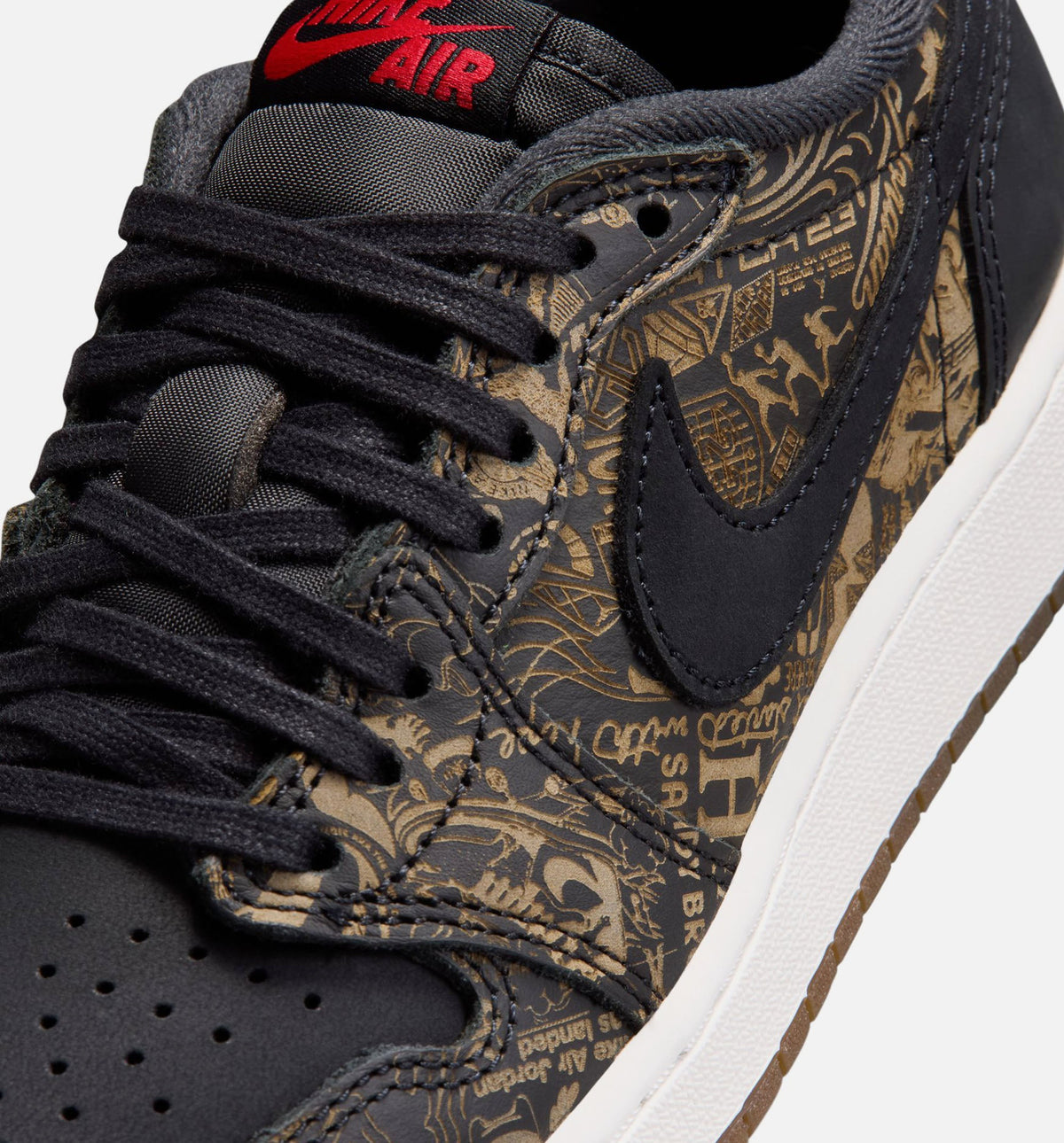 Air Jordan 1 Retro Low OG Laser Grade School Sneakers - Black / Varsity Red