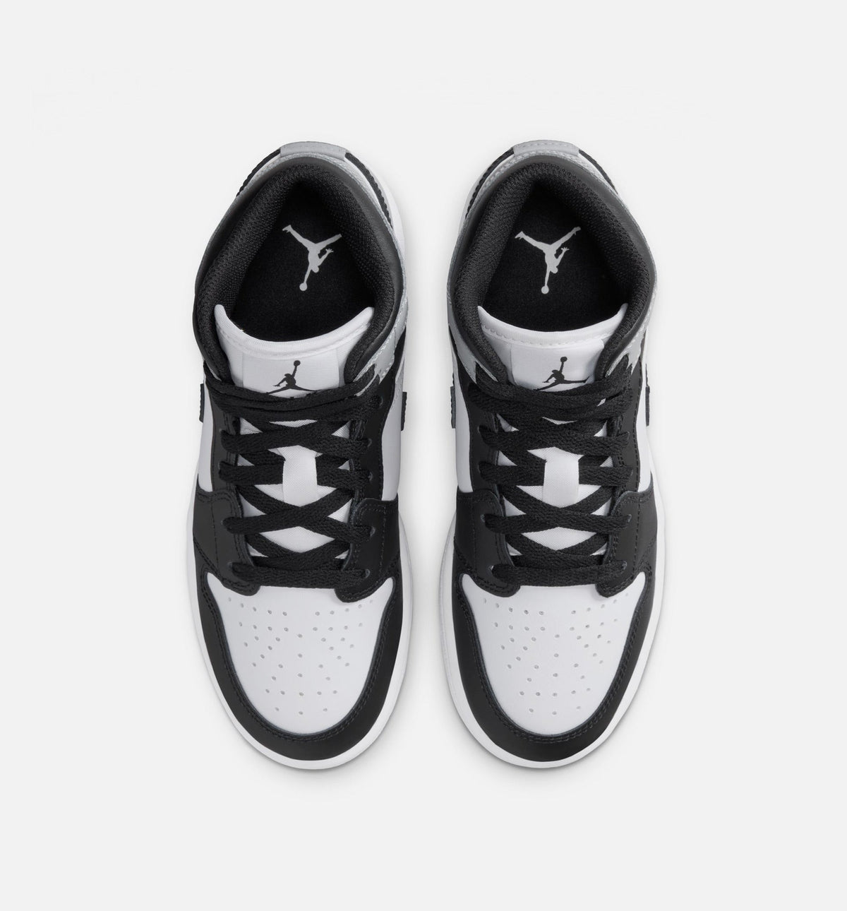 Air Jordan 1 Mid Grade School Sneakers - White / Light Smoke Grey