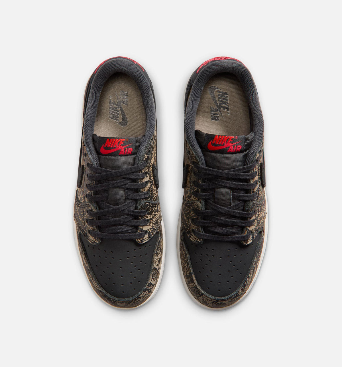 Air Jordan 1 Retro Low OG Laser Grade School Sneakers - Black / Varsity Red