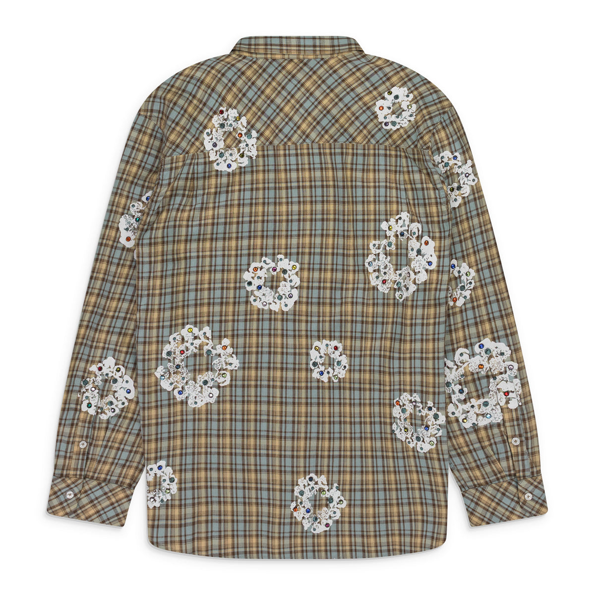 Tan Cotton Wreath Western Button-Up
