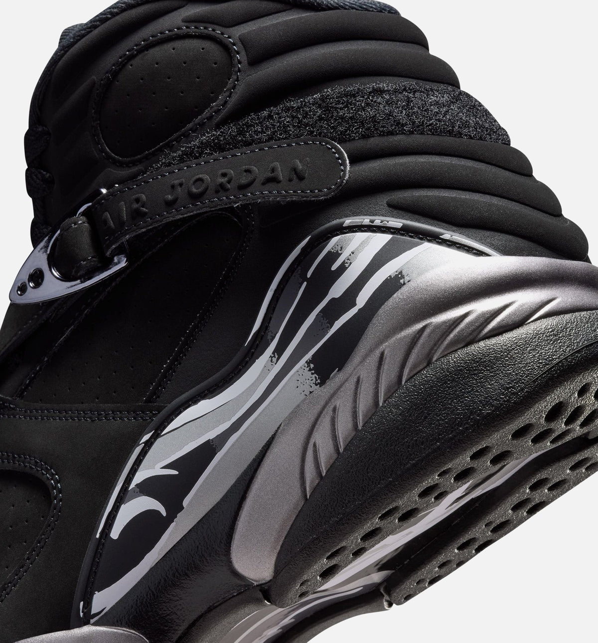 Air Jordan 8 Retro Chrome Men's Sneakers - Black & Light Graphite