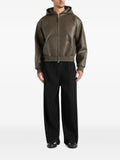 Manière De Voir Jude - leather zip-through hooded jacket - olive