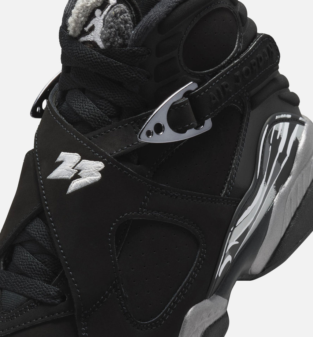 Air Jordan 8 Retro Chrome Grade School Sneakers - Black & Light Graphite