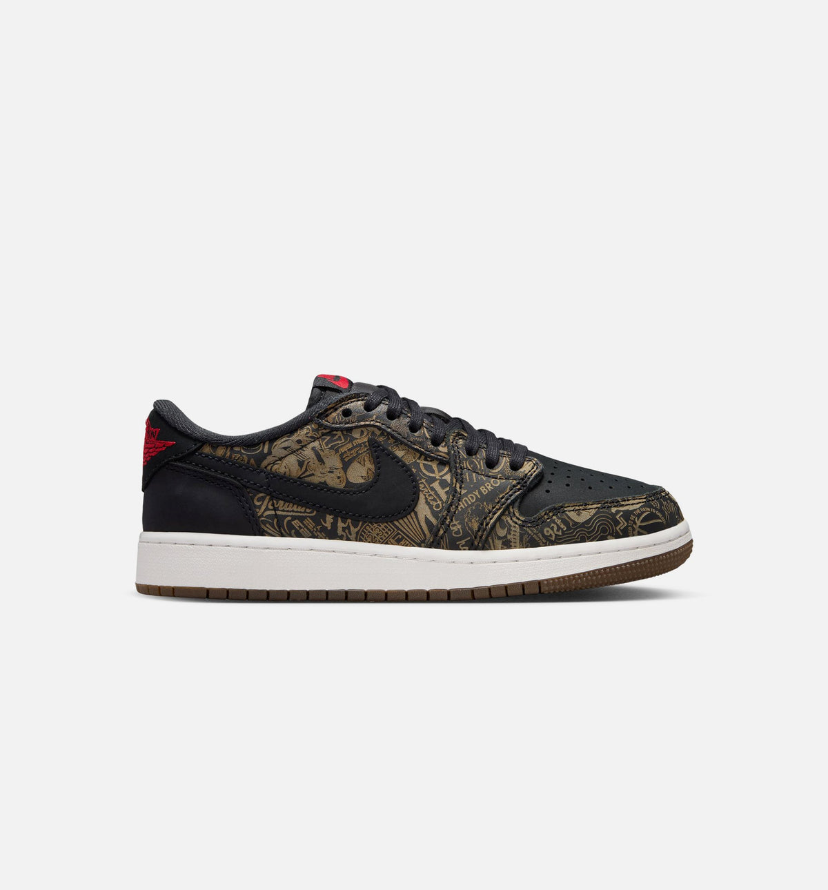 Air Jordan 1 Retro Low OG Laser Grade School Sneakers - Black / Varsity Red