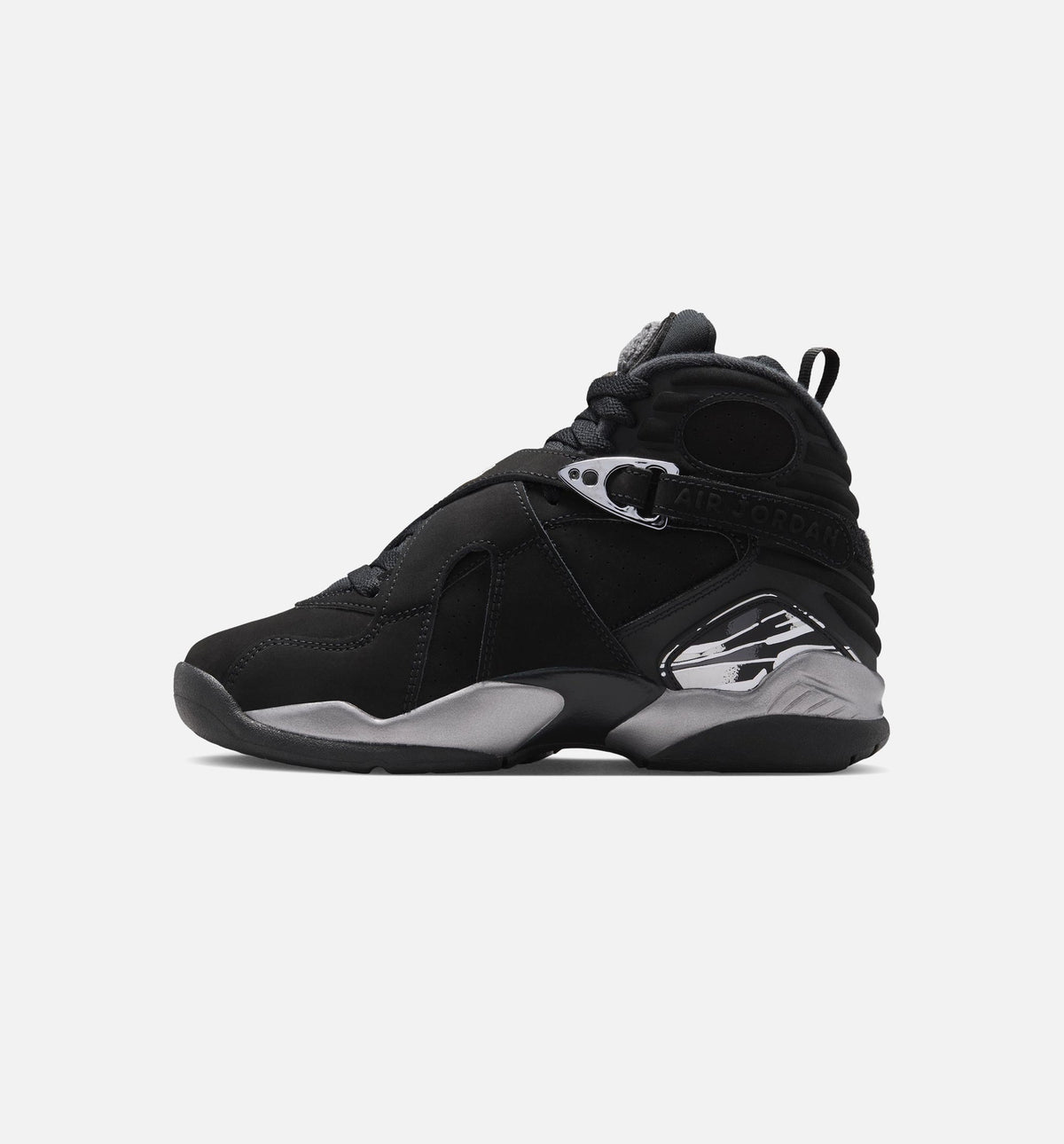 Air Jordan 8 Retro Chrome Grade School Sneakers - Black & Light Graphite