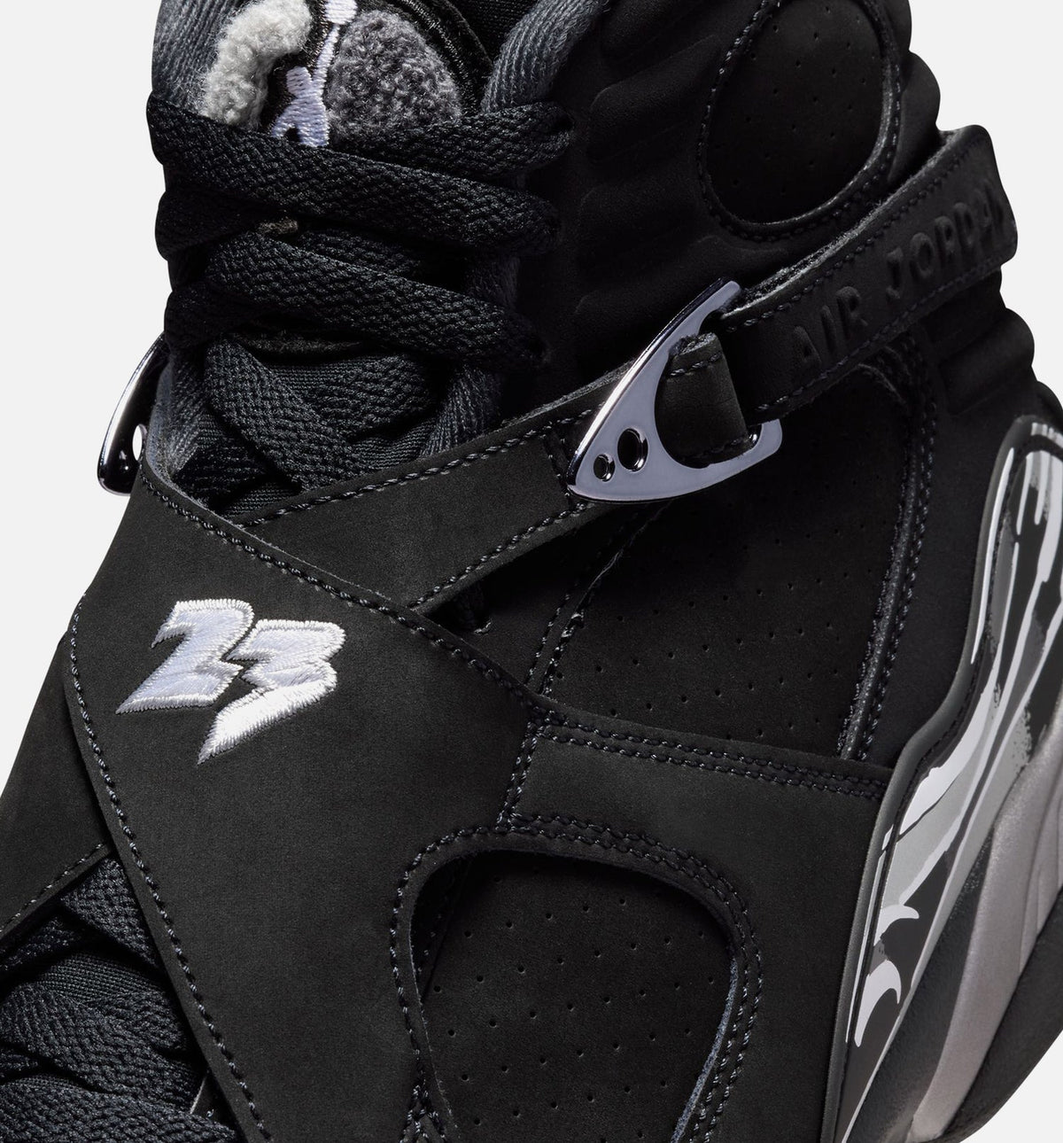 Air Jordan 8 Retro Chrome Men's Sneakers - Black & Light Graphite