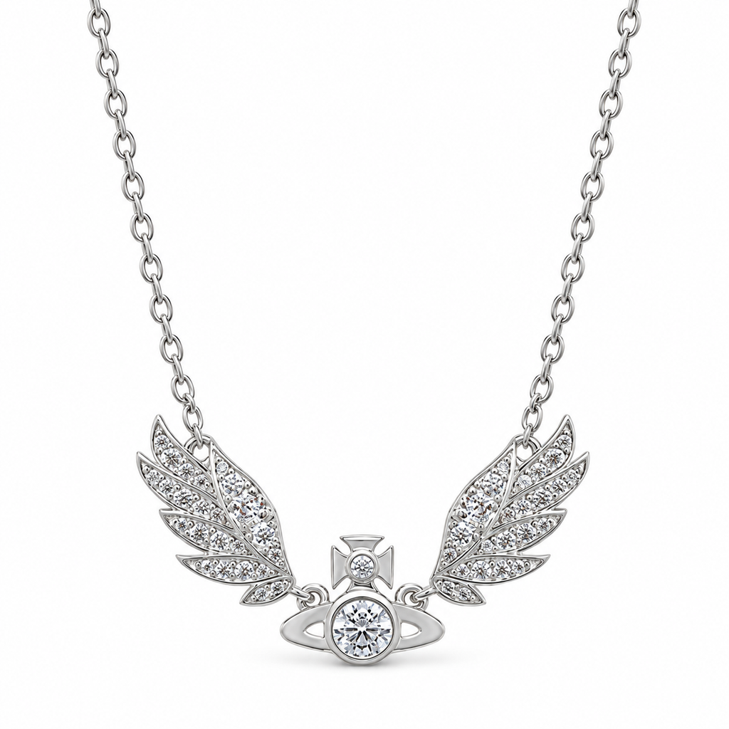 Vivienne Westwood Style Angel Wing Orb Necklace